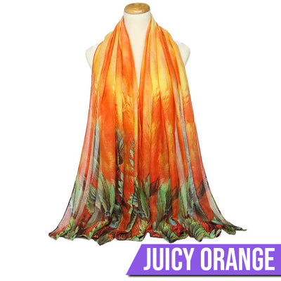 Deep Forest Chiffon Scarf - Beautiful chiffon scarves with fern designs in a variety of vibrant colours.