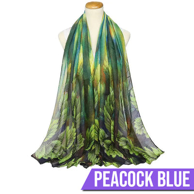 Deep Forest Chiffon Scarf - Beautiful chiffon scarves with fern designs in a variety of vibrant colours.