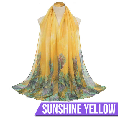 Deep Forest Chiffon Scarf - Beautiful chiffon scarves with fern designs in a variety of vibrant colours.