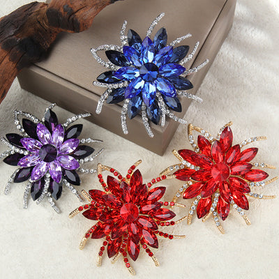 Delaney Crystal Dahlia Brooch - A large flower brooch made from huge, sparkly crystals, available in a variety of stunning colours.