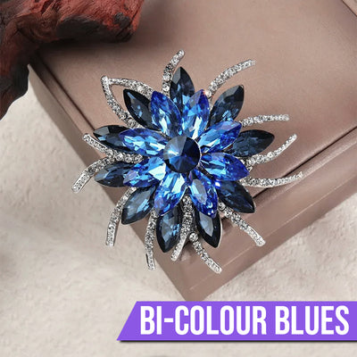 Delaney Crystal Dahlia Brooch - A large flower brooch made from huge, sparkly crystals, available in a variety of stunning colours.