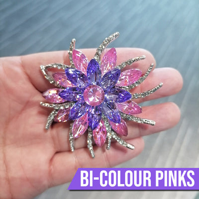 Delaney Crystal Dahlia Brooch - A large flower brooch made from huge, sparkly crystals, available in a variety of stunning colours.