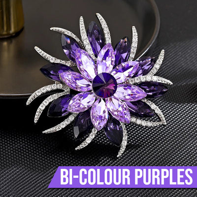 Delaney Crystal Dahlia Brooch - A large flower brooch made from huge, sparkly crystals, available in a variety of stunning colours.