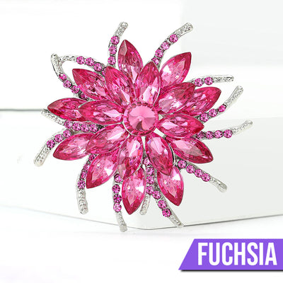 Delaney Crystal Dahlia Brooch - A large flower brooch made from huge, sparkly crystals, available in a variety of stunning colours.