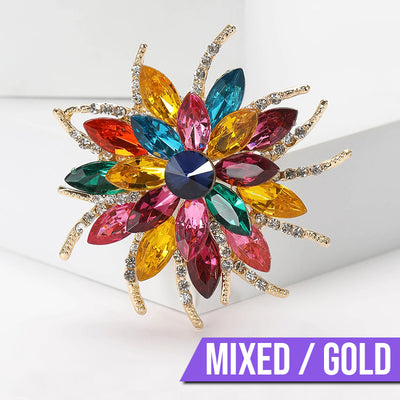 Delaney Crystal Dahlia Brooch - A large flower brooch made from huge, sparkly crystals, available in a variety of stunning colours.