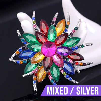 Delaney Crystal Dahlia Brooch - A large flower brooch made from huge, sparkly crystals, available in a variety of stunning colours.