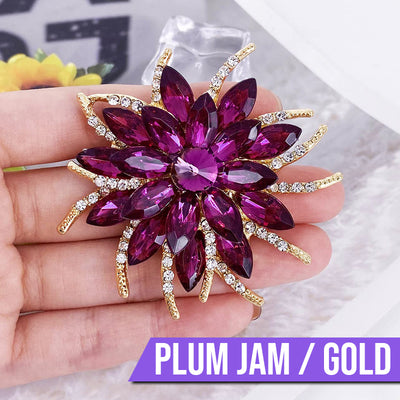 Delaney Crystal Dahlia Brooch - A large flower brooch made from huge, sparkly crystals, available in a variety of stunning colours.