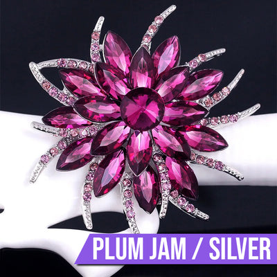 Delaney Crystal Dahlia Brooch - A large flower brooch made from huge, sparkly crystals, available in a variety of stunning colours.