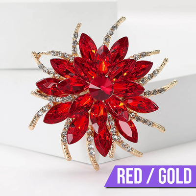 Delaney Crystal Dahlia Brooch - A large flower brooch made from huge, sparkly crystals, available in a variety of stunning colours.