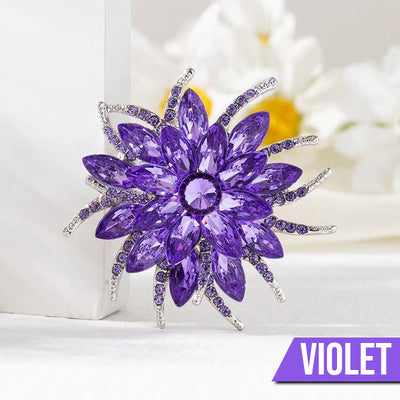 Delaney Crystal Dahlia Brooch - A large flower brooch made from huge, sparkly crystals, available in a variety of stunning colours.