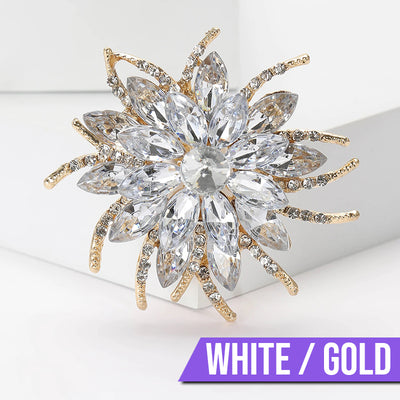 Delaney Crystal Dahlia Brooch - A large flower brooch made from huge, sparkly crystals, available in a variety of stunning colours.