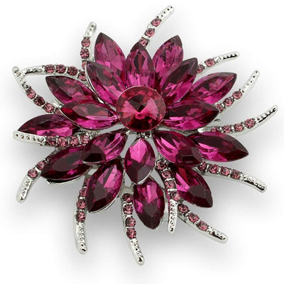 Delaney Crystal Dahlia Brooch - A large, dark pink flower brooch made from huge, sparkly crystals.