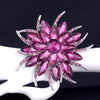 Delaney Crystal Dahlia Brooch - A large, dark pink flower brooch made from huge, sparkly crystals.