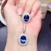 Diana Luxury Crystal Pendant & Ring Set - A beautiful large dark blue crystal nestled amongst approximately 40 smaller white quartz stones.