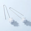 Elsa Crystal Drop Threader Earrings - A sparkling snowflake-style charm suspended on a long silver threader earring.