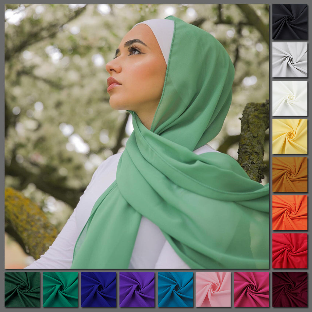 Essentials Basic Chiffon Scarf - A beautiful solid-coloured large chiffon scarf, available in fifteen vibrant colours. 
