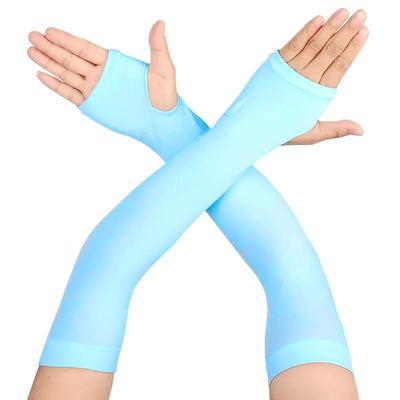 The Essentials Summer Arm Covers - Simple, stretchy arm covers made from stretchy polyester spandex, available in black, white, grey, pink, blue, purple, or khaki.