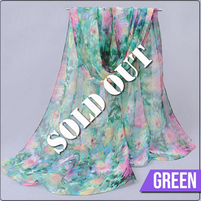 Ethereal Grace Chiffon Scarf - Beautiful chiffon scarves with floral designs in a variety of vibrant colours.