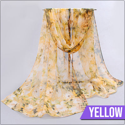 Ethereal Grace Chiffon Scarf - Beautiful chiffon scarves with floral designs in a variety of vibrant colours.