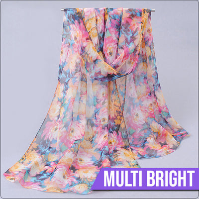 Ethereal Grace Chiffon Scarf - Beautiful chiffon scarves with floral designs in a variety of vibrant colours.