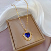 Francesca Luxury Crystal Pendant - A large blue crystal heart surrounded by smaller crystals.
