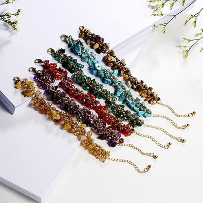 Gemma Beaded Crystal Bracelet - A stylishly messy bracelet made from polished chips of natural crystal stones and glass beads.