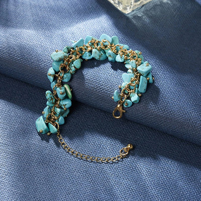 Gemma Beaded Crystal Bracelet - A stylishly messy bracelet made from polished chips of natural crystal stones and glass beads.