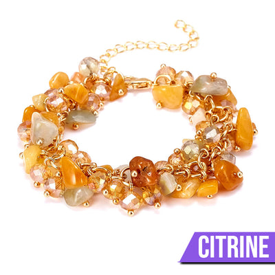 Gemma Beaded Crystal Bracelet - A stylishly messy bracelet made from polished chips of natural crystal stones and glass beads.