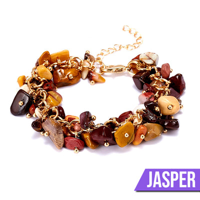 Gemma Beaded Crystal Bracelet - A stylishly messy bracelet made from polished chips of natural crystal stones and glass beads.