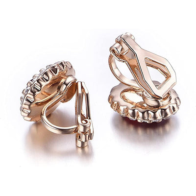 Hailee Entourage Clip Earrings - Ultra-petite, vintage-style clip-on earrings featuring a single coloured stone surrounded by 16 smaller stones.