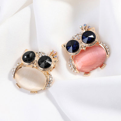 Happily Hootiful Chonky Owl Brooch - An adorable chubby owl-themed brooch, available in pink or white pearl.