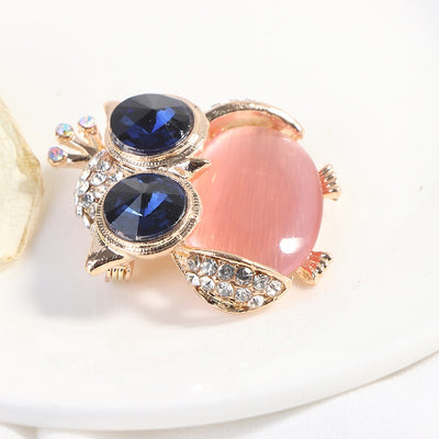 Happily Hootiful Chonky Owl Brooch - An adorable chubby owl-themed brooch, available in pink or white pearl.