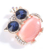 Happily Hootiful Chonky Owl Brooch - An adorable chubby owl-themed brooch, available in pink or white pearl.