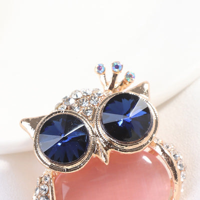 Happily Hootiful Chonky Owl Brooch - An adorable chubby owl-themed brooch, available in pink or white pearl.