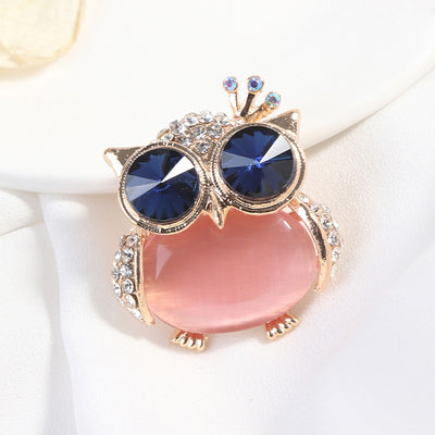 Happily Hootiful Chonky Owl Brooch - An adorable chubby owl-themed brooch, available in pink or white pearl.