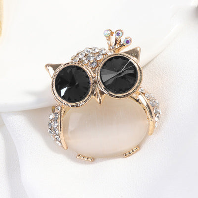 Happily Hootiful Chonky Owl Brooch - An adorable chubby owl-themed brooch, available in pink or white pearl.