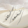 Harper Faux Threader Dangle Earrings  Long, interesting strand earrings with a faux threader at the back to add some extra movement.