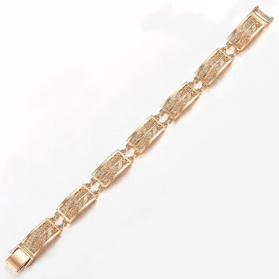 Iliana Cut-Out Link Bracelet - An elegant rose gold bracelet made of carved panels joined by chain links.