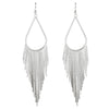 Jahzara Tassel Earrings - Long stylish statement dangles, featuring a hollow teardrop shape with tassels strung off it.