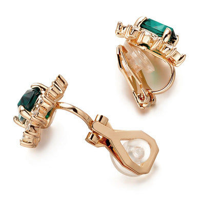 Juana Entourage Clip Earrings - A lovely, classic style earring featuring one large stone surrounded by 12 smaller stones.