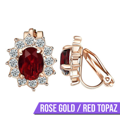 Juana Entourage Clip Earrings - A lovely, classic style earring featuring one large stone surrounded by 12 smaller stones.