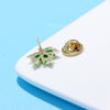 Kaede Maple Leaf Lapel Pin - A tiny sparkly crystal lapel pin shaped like a maple leaf, available in green or purple.