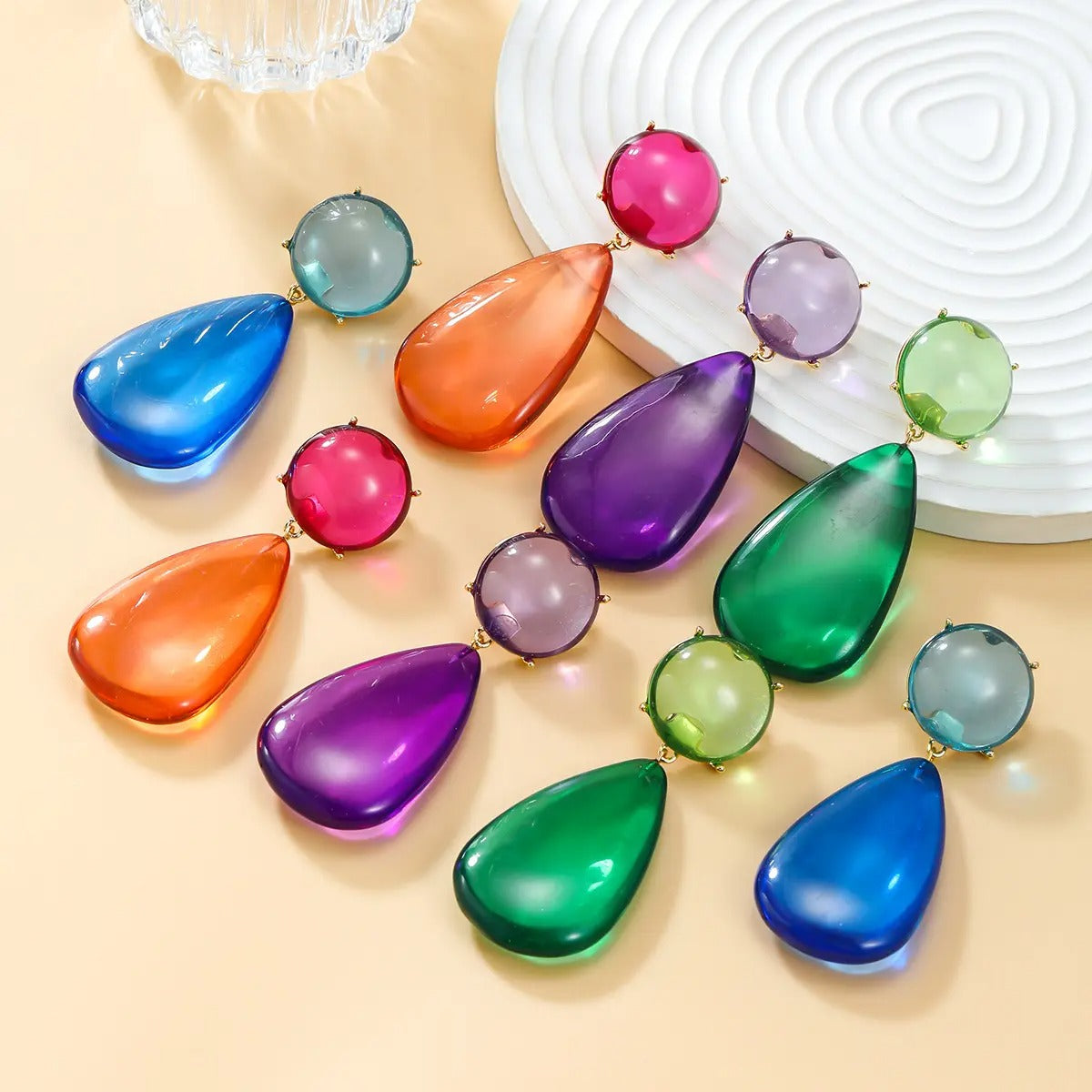 Kayleigh Oversized Drop Earrings - Huge translucent resin earrings available in an assortment if vibrant colours.