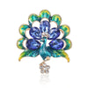 Lakshmi Crystal Peacock Brooch - A lovely stylized peacock brooch featuring glossy enamel paint and sparkling crystals.