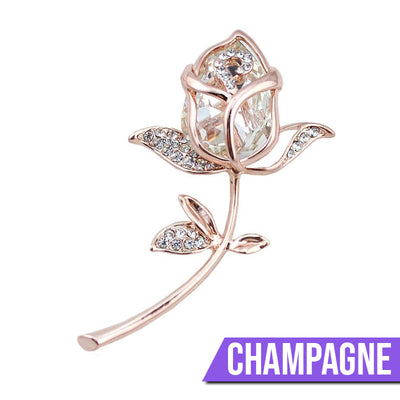 Laleh Crystal Tulip Brooch - Slender, elegant floral brooches featuring a coloured stone on the flower head and smaller crystals embedded in the leaves.