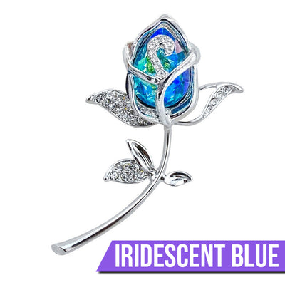 Laleh Crystal Tulip Brooch - Slender, elegant floral brooches featuring a coloured stone on the flower head and smaller crystals embedded in the leaves.