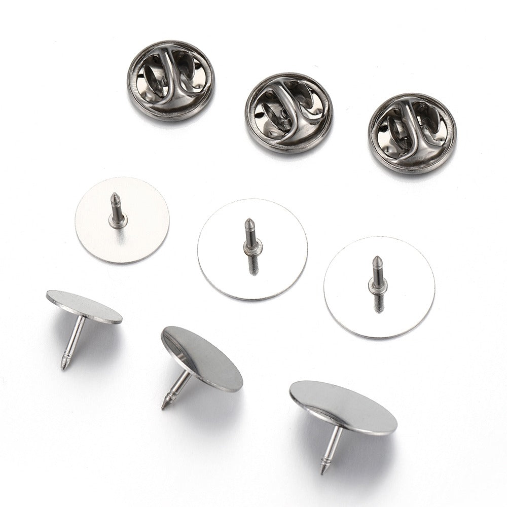 Large Base Brooch Pin & Cap Sets - Jewellery findings intended for use in making your own brooches or enamel pins.