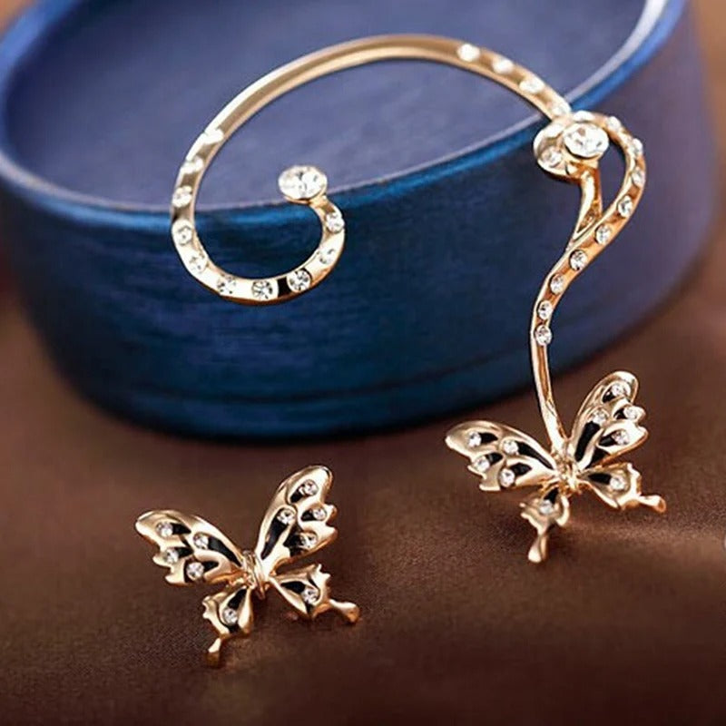 Little Flutterby Ear Cuff Set - A cute asymmetrical ear cuff set with a butterfly motif.