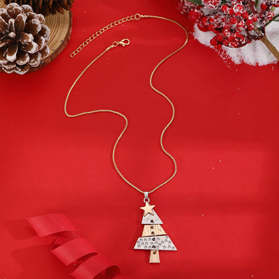 Little Slice Of Christmas Set - A cute silver and gold pendant and earrings set featuring a stylised Christmas tree, cut into slices and strung together with chain links.