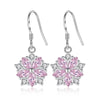 Asuka Cherry Blossom French Hook Earrings - Small, delicate crystal earrings shaped like little flowers.